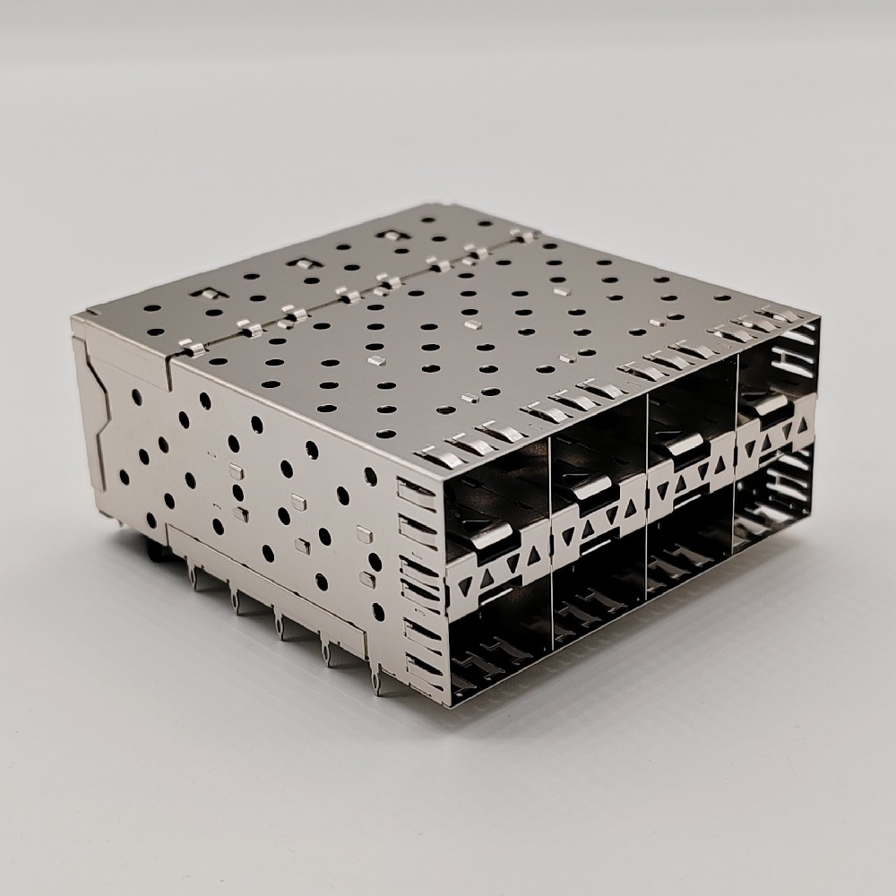 JL81-124-Y0021-1 2X4 SFP 光纖籠子 壓接式 帶四個導(dǎo)光柱